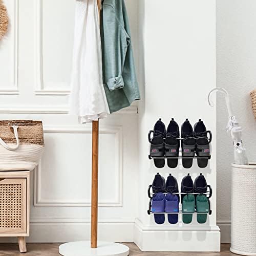 LINYAPRY 3 Sets Wall Mounted Shoes Rack, Over the Door Hanging Shoe Rack Oraginzer with 6Pcaks Shoes Bags, Stainless Steel and Plastic Storage Shoes Holder for Kids Household Closet Entryway Kitchen