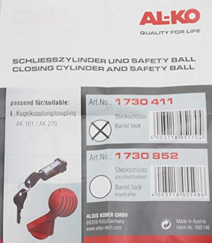 AL-KO zamek wtykowy zamek bębenkowy zamek do AK 161 i AK 270 + Safetyball 1730411 Alko