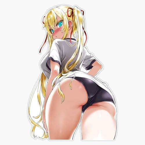 Lewd Anime Girl Bloomers Sticker – 5 Inch Vinyl Waterproof Bumper Decal for Car, Laptop, Window – Funny Adult Anime Girl Sticker, Girls Stickers for Adults