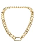 PROSTEEL 13 mm Collier Grosse Chaine Plaqué Or Femme 45 cm, Chaine Ras du Cou Dorée, Collier Gros Maillon Femme, Bijou Hip Hop