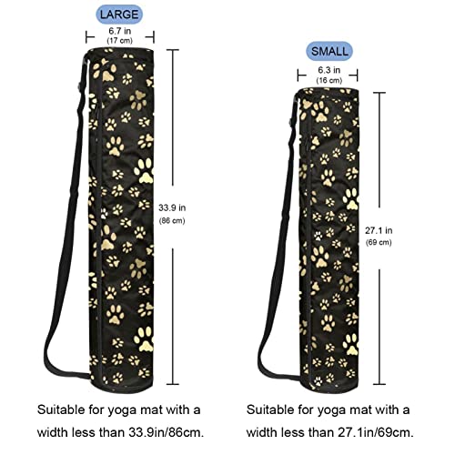 Ratgdn Yoga Mat Bag, Gold Dog Paw Exercise Yoga Mat Carrier Full-Zip Yoga Mat Carry Bag With Adjustable Strap For Women Men #TOP1