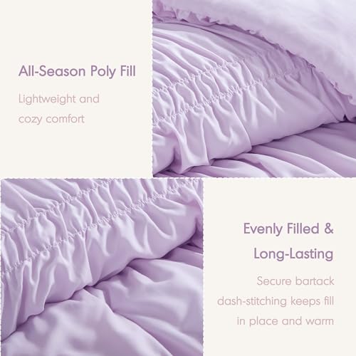 Image of Intelligent Design Ruched Shabby Chic Lavender Twin XL Comforter Set, 2pc