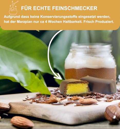 Edelmond Bio Honig Praline mit Mandel und Kakaobohnen. Handarbeit ohne Kristallzucker ohne Alkohol. Laktosefrei, Glutenfrei (100 g-9Stück Box)