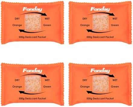 500g x 4 packs Fonday Rechargeable Silica Gel Car Dehumidifier Fast Reactivate Desiccant Bags, Large for Gun Safe Closet Basement Garage Storage Moisture Absorber