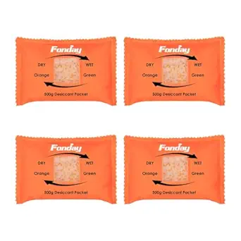 500g x 4 packs Fonday Rechargeable Silica Gel Car Dehumidifier Fast Reactivate Desiccant Bags, Large for Gun Safe Closet Basement Garage Storage Moisture Absorber