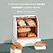 HOMEFULLY Bamboo Double Layer Bread Box for Kitchen Countertop, Roll Top Bread Box Wood, Extra Large for Kitchen Storage, Modern Bread Bin Wooden (White)