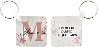 DEREGALOOS Llavero Personalizado con Inicial y Nombre. Diseño Doble Cara con Frase Emotiva. Regalo Original para Mujer, Pr...