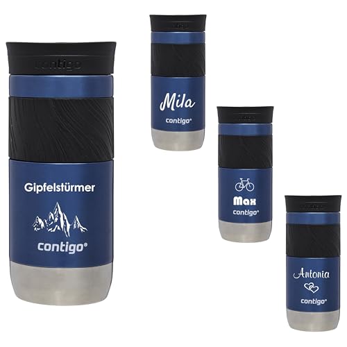 Contigo Taza térmica Byron 2.0 SNAPSEAL con grabado – nombre acero inoxidable taza de viaje taza de café para llevar, a prueba de fugas, tapa fácil de limpiar, sin BPA, 470 ml (Blue Corn)