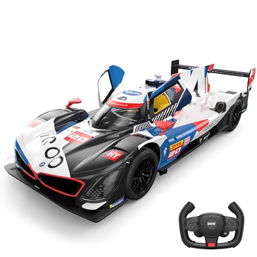Voltz Toys 1/14 Scale Le Mans RC Car Licensed BMW M Hybrid V8 LMDH Remote Control Toy Car Model for Kids and Adults with Open Doors and Lights Gift for Kids and Adult (White)