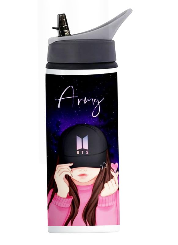 PrintWala Compatible Printing With Bts Printed Bottle Bts Sipper Water Bottle Gym & School Bottle(BS-82)