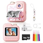 Kids Instant Print Camera, 1080P HD Video Children Camera with Instant Photo, Christmas Birthday Gifts for Girls Age 3-12, Toddler Camera Instant Printing Toy for 4 5 6 7 8 9 10 Year Old Girls Boys