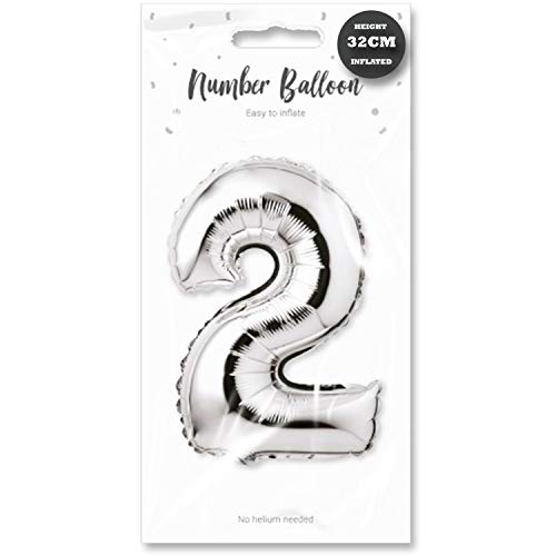 Ballon chiffre 2 argent pour décoration de table d'anniversaire et fête de famille Lizzy