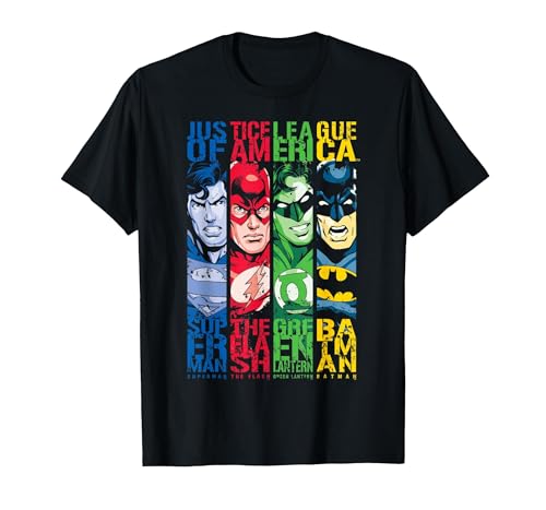 DC Justice League Stripped T-Shirt, Men, Black, Large