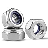 BNUOK 100Pcs M5-0.8 Lock Nuts, Nylon Insert Locknuts 304 Stainless Steel 18-8 SS A2-70 Self-Locking Nuts, Coarse Thread Hex Nylock Nut