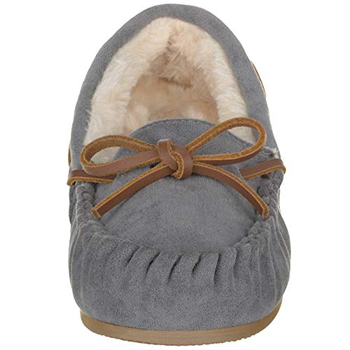 ILLUDE Women’s Moccasin Slipper Vegan Suede Faux Fur Lined Indoor Outdoor Moccasins Slip On Loafers Moccasins Shoes3