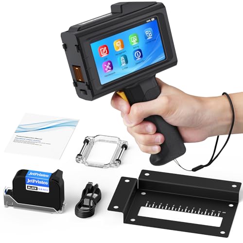 0.5 Inches Print Height Intelligent Handheld Inkjet Printer Lasts 16H Weighs Only 390g for Batch Code Date Lot Number Print on Plastic Carton Wood Metal Glass Aluminum with 42ml Fast Dry Ink