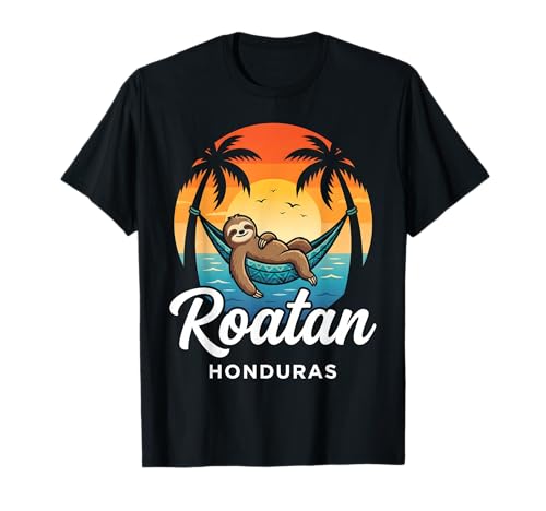 Roatan Honduras Sloth Relaxing in Hammock Tropical Sunset T-Shirt