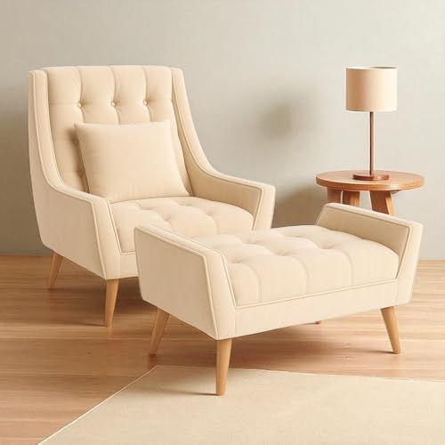 10 Best Cozy Chair for Reading: Top Comfortable Seats to Relax In 8 CRAFTCITY|Armchair with Footstool Chair with Solid Wood Legs for Living Room Bedroom |Single Seater Sofa Armchair |Luxury Chair (Beige)