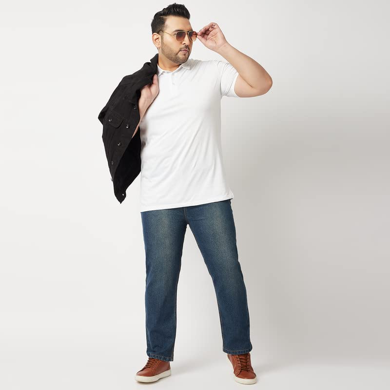 Image of Zush Men's Regular Fit Dark Blue Color Mid Rise Plus Size Stretchable Jeans