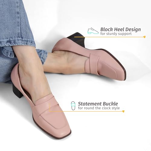 Image of YOHO Bliss Heel 001 Slip-on Loafers for Women | Comfortable & Stylish Block Heeled | Fashion Moccasins with Footpharma Footbed | Perfect for Casual, Formal Shoe