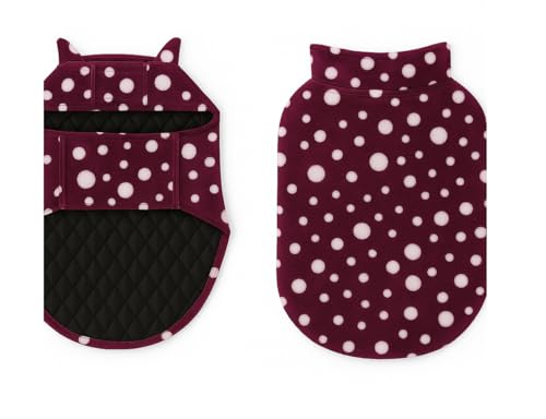 Image of The Pets Company Dog Winter Coat Jacket, Clothes, Windproof, Light Weight, Washable, Ultra Warm Thick Fleece Lined Dog Vest for Cold Weather Protection, (Polka Maroon Cherry, XX-Large - 30 Inch)
