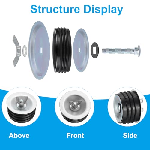 Image of PATIKIL 150mm Sewer Cleanout Cap, Steel Mechanical Test Plug Expansion Pipe Plug Sewer Cleanout Cover Durable Sewer Pipe Plug Fit for Most Pipes Sink Pools, Black