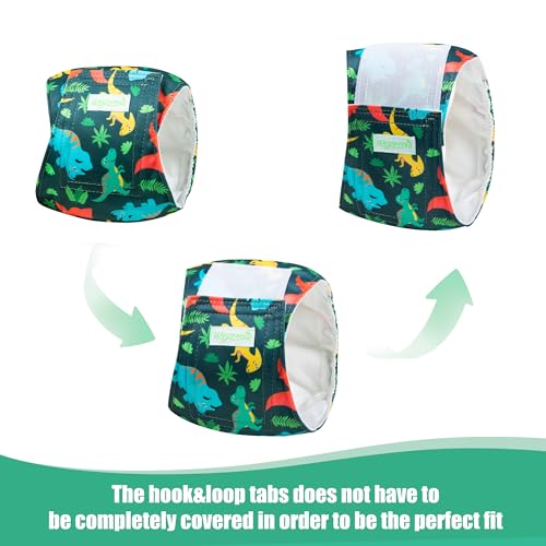 Image of wegreeco Small Dog Diapers Male,Reusable Belly Bands for Male Dogs,Washable Doggie Puppy Diapers Wraps,Medium Large Size(5 Pack, Dinosaurs Park, Small)
