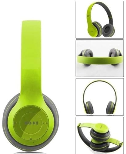 Image of 100% Best Matte Finish Headphone with BASS & Bluetooth Support Bluetooth & Wired Headset (Green, On the Ear)