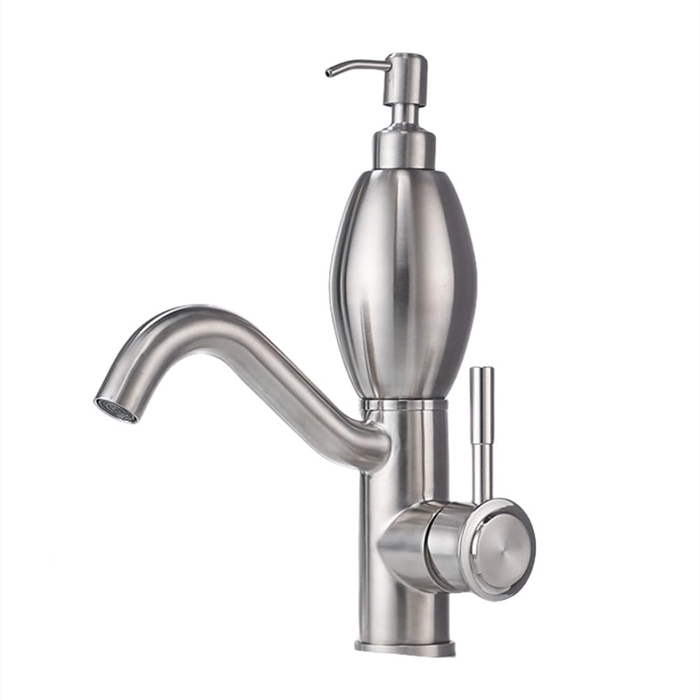 Robinet de lavabo en acier inoxydable 304 monotrou avec injecteur de savon