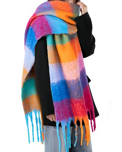 Fullgive Colorful Winter Scarf for Women - Warm Chunky Blanket Scarves,Trendy Christmas Gifts & Stocking Stuffers for Women