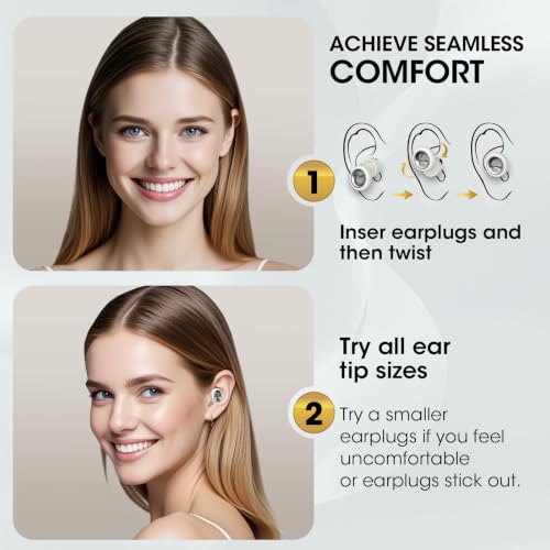 Image of Noise Cancelling Ear Plugs for Sleeping, Reusable Silicone Ear Plugs for Noise Reduction, Soft Hearing Protection with 8 Ear Tips for Concerts, Work, Shooting, and Travel (Porcelain White)