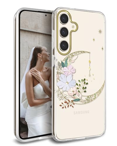 Coque Galaxy S24 Plus paillettes lune évite les rayures protection antichoc dos rigide
