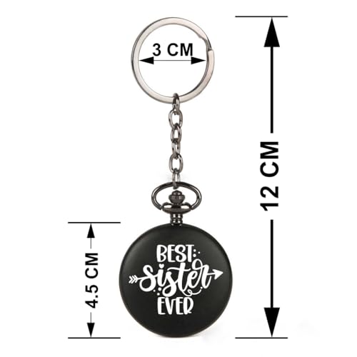 Image of Vintage Gandhi Style Pocket Watch with Engraved Designs & Messages Royal Black Analog for Men Women & Kids Includes Key Ring for car or Bike Keys Ideal Gift