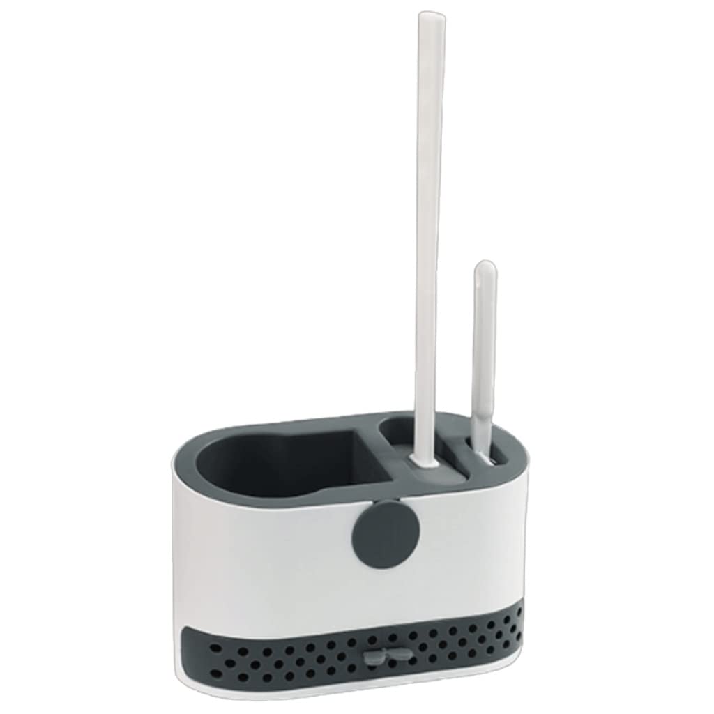 Set di Spazzola e Supporto for Toilette in Silicone, Spazzola for Tazza da Toilette, Lavagna for la Pulizia Spazzola con setole in Silicone e TPR. Setola Morbida (Color : Black)
