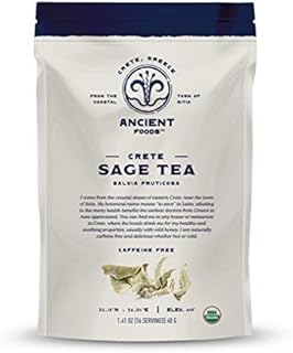 Ancient Foods Organic Cretan Sage Tea – Organic and Naturally Caffeine Free Tea Loose Leaf from Crete, Greece (40g)