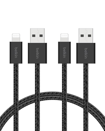 Cables para iPhone serie 14 Belkin USB-A a Lightning trenzados negros de 1,5m