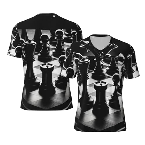 Stylish Athletic Sports Jersey Chess-Battle Men's Rugby Jersey Small Black