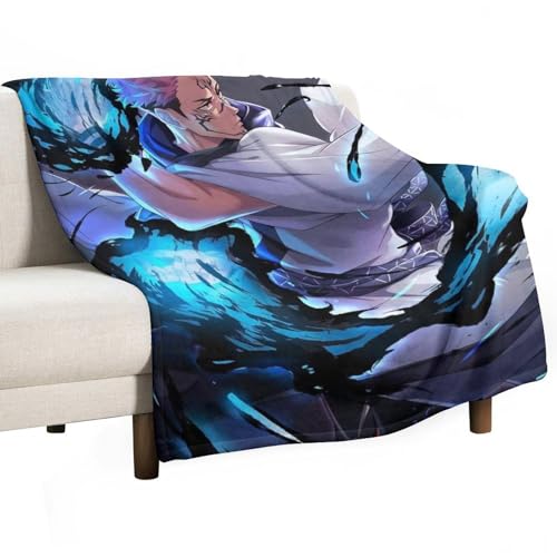 Jujutsu-Kaisen Anime Satoru Gojo y Sukuna (25) Manta de forro polar de franela para todas las estaciones, manta ligera de felpa acogedora para decoración de otoño, 30 x 40 pulgadas