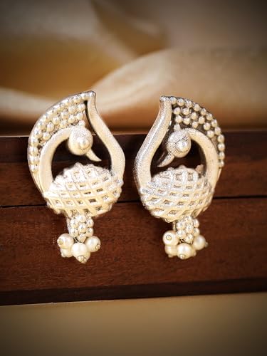 Image of Rubans Oxidised Drop Earrings Stylish Trendy Jewellery Gift for Women & Girls