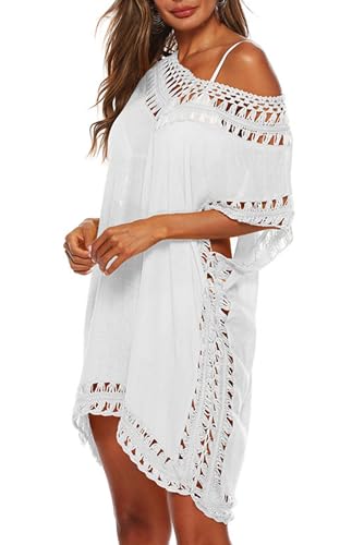 Image of Adisputent Womens Swimsuits Cover Ups Crochet Chiffon Beach Cover Bathing Suit Bikini Wear Coverups Dress