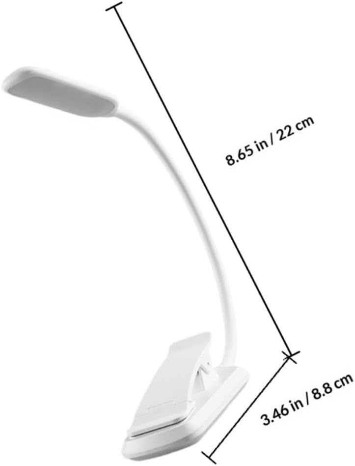 USB Rechargeable LED Reading Lamp Clip-on Eye Protection Light White 88x40x220mm Night Studying Table Lamp for Bedroom and Dormitory Use