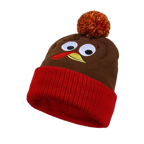 Thanksgiving Turkey Hat Winter Knit Beanie for Adults Costume Party Hats | Adults Thanksgiving Turkey Hat with Pom Pom, Soft Stretch Warm Lightweight Knit Beanie, Novelty Headwear, for Holiday Casual - image 1