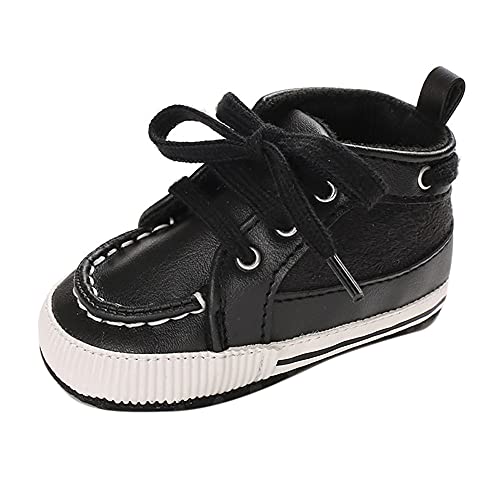 Hopscotch Baby Boys PU Solid Infant Shoes Booties in Black Color
