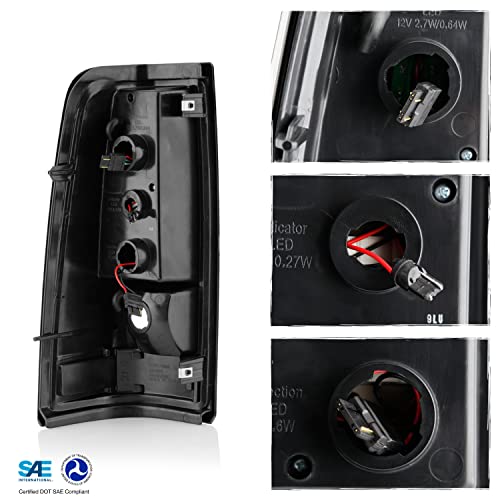 Akkon - Fits 2003-2006 Chevy Silverado 1500/2500/3500/1500Hd/2500Hd 2007 Classic [C-Tube] Tail Lights Brake Lamp Fleetside, Car Vehicle Light Assembly, Black Housing #TOP2