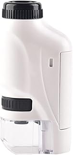 60-120x Pocket Microscope Battery Powered Handheld Mini Microscope with LED Light Portable High Definition Children Microscope for Kids Students Microbiological Observation Preschool Home Study (White)