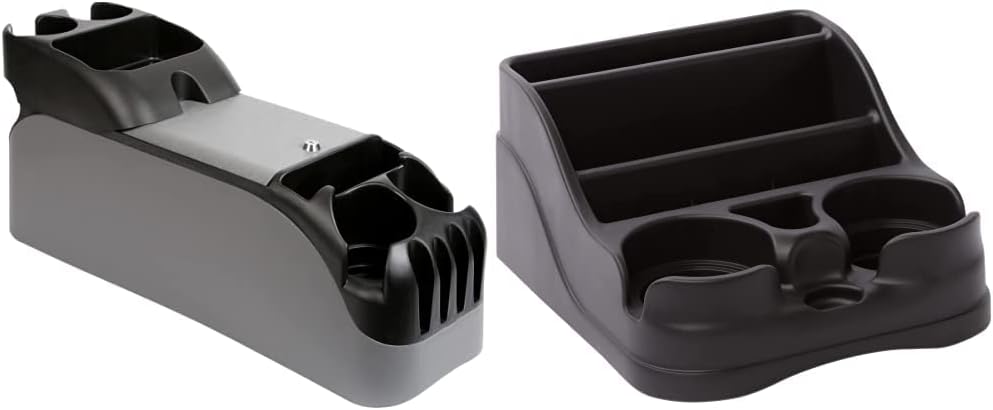 Center Console (Gray) & Small Center Console for Cars, Trucks, Minivans, SUVs, Vehicle Organizer, Cup Holders, Recycled Plastic, Made in USA (Black)