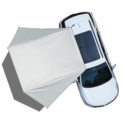 Car Side Awning Tent for Subaru Outback 2010-2025 SUV 5-Seater, Oxford Fabric Camping Vehicle Side Sun Shelter Portable Tailgate Shelter,Off White-2m Iron Rod Set