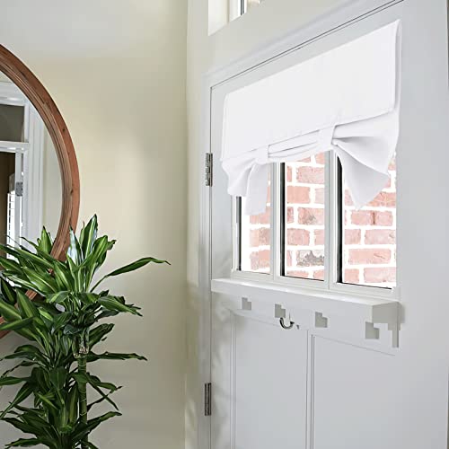 RYB HOME Small Door Window Curtains, Room Darkening Thermal Insulated Small Window Covering Tricia Shades for Patio French Door, Pure White, Wide 26" x Length 20", 1 Panel