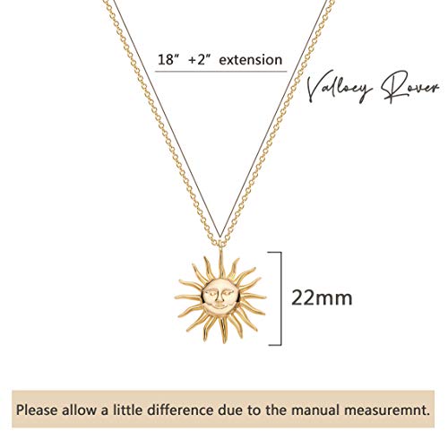 Valloey Rover Vintage Coin Necklace For Women Gold Sun Pendant Necklace 14K Gold Plated Roman Sun Coin Pendant Necklace #TOP5