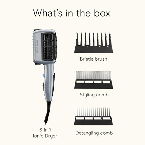 Conair Hair Dryer, 3-in-1 Styling, 1875W, 3 Attachments, Ionic | Versatile blow dryer to detangle, straighten, and volumize, ionic technology reduces frizz, dual voltage for travel - image 9